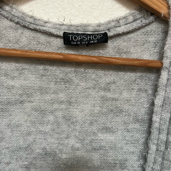 Topshop dolman sleeve open sweater duster with pockets size 6 light grey - Picture 3 of 4